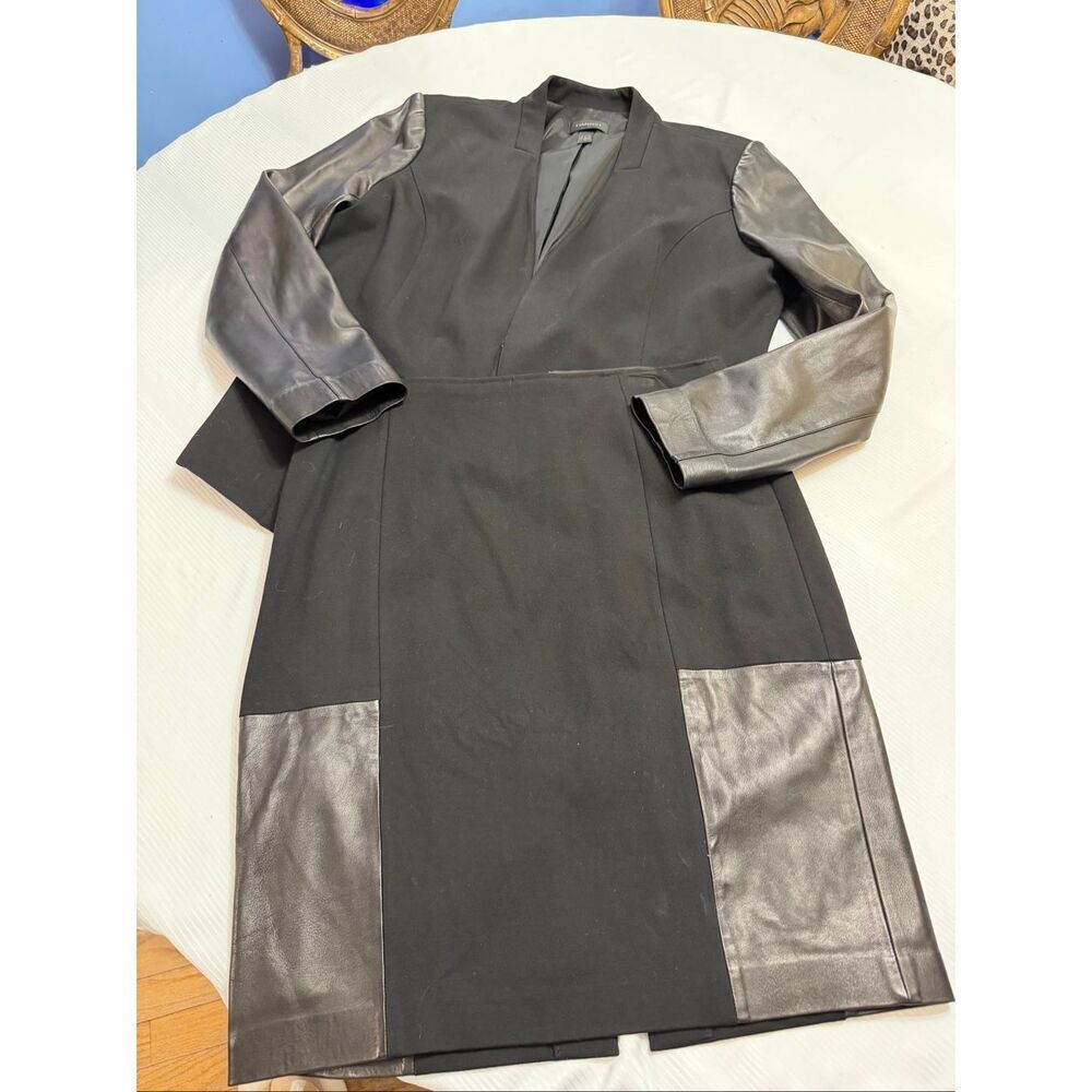Danier Black Genuine Leather Skirt Suit Set 2 Pc Set Size XL Top Size 10 Skirt